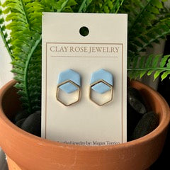 Small Double Hexagon Studs