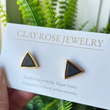 Large Gold Triangle Stud Earrings