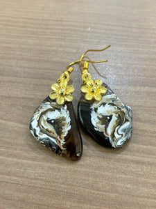 Stone, Wood, Seashell Earrings