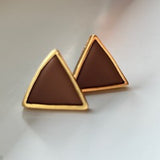 Large Gold Triangle Stud Earrings