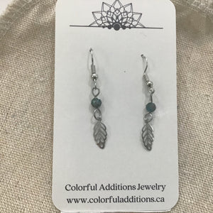 Gemstone Leaf Earrings