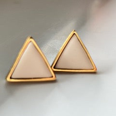 Large Gold Triangle Stud Earrings