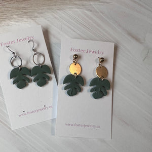 Mini Monstera Earrings