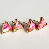 Large Gold Triangle Stud Earrings