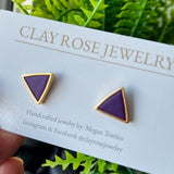 Large Gold Triangle Stud Earrings