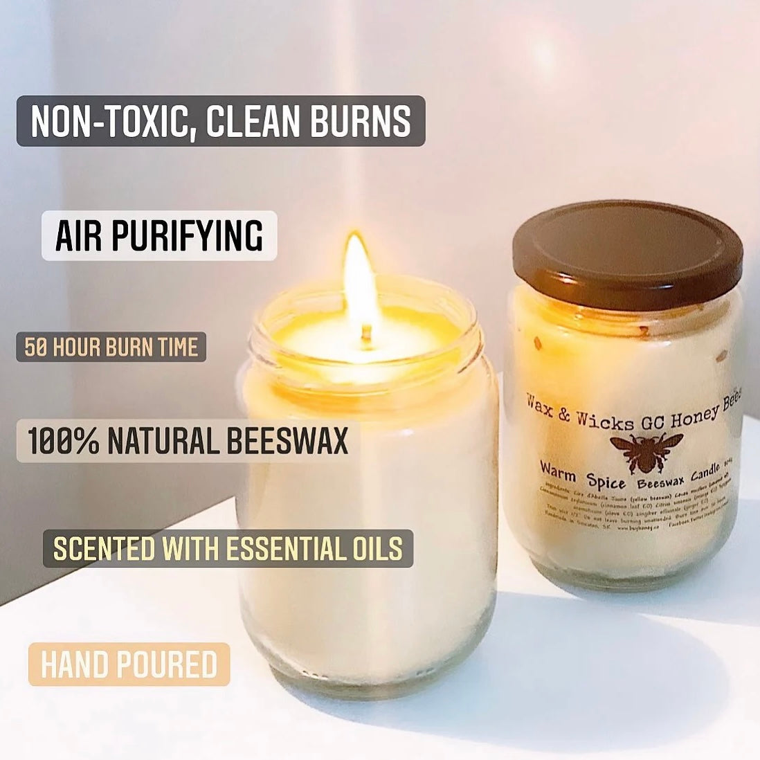 GC’s Pure Beeswax Jar Candles