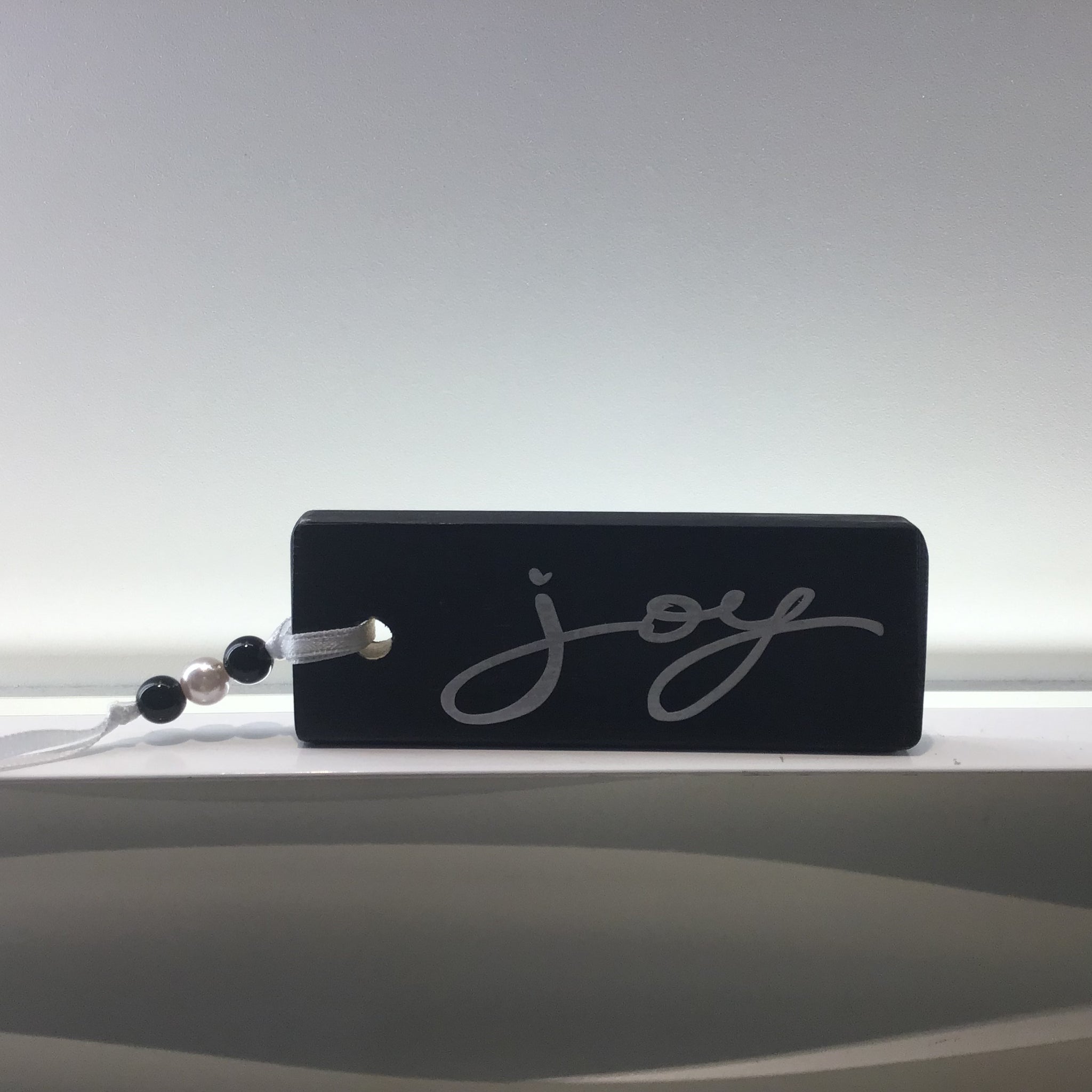 Wooden Christmas Tag - Black "Joy"