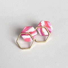 Small Double Hexagon Studs