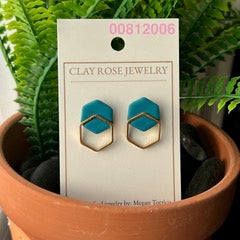 Small Double Hexagon Studs