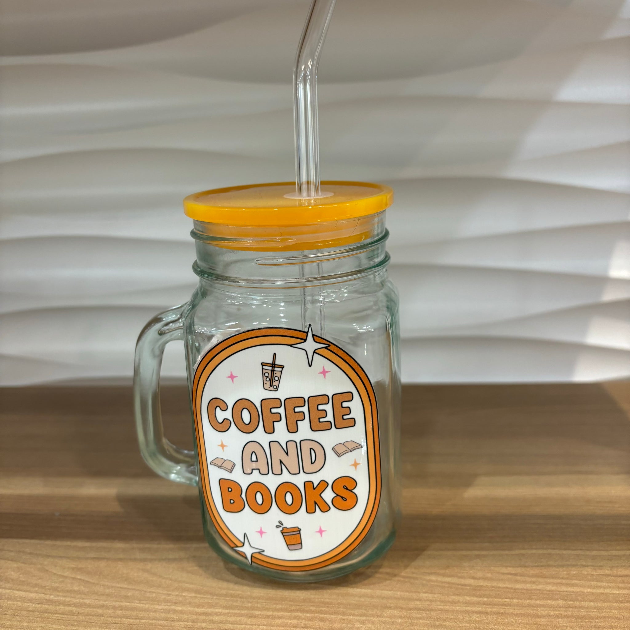 Books & Coffee Mason Jar