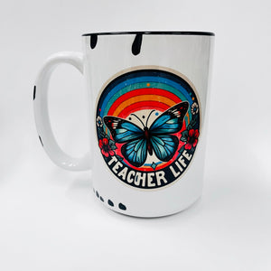 Butterfly Teacher Life Farmhouse Mug