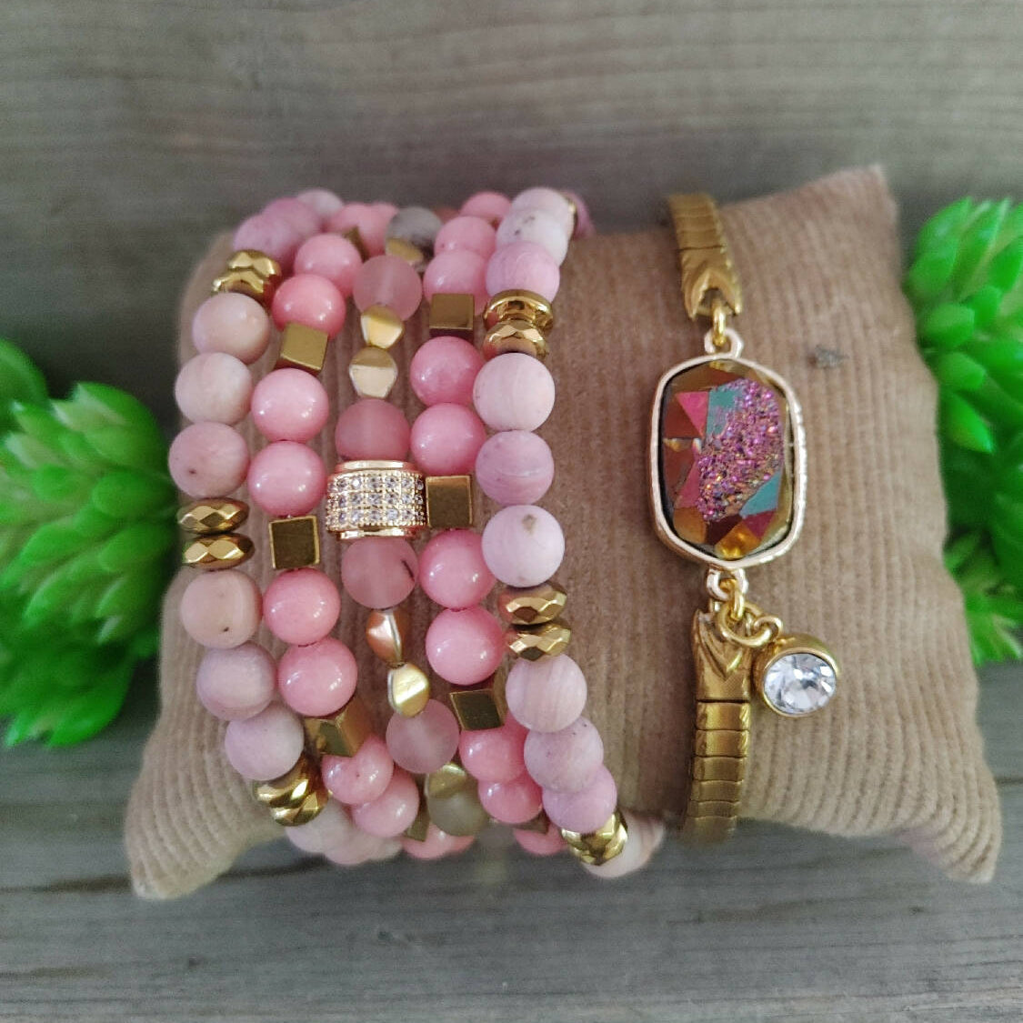 Set of 2 (Wrap/Stretch): Pink/Gold (57)