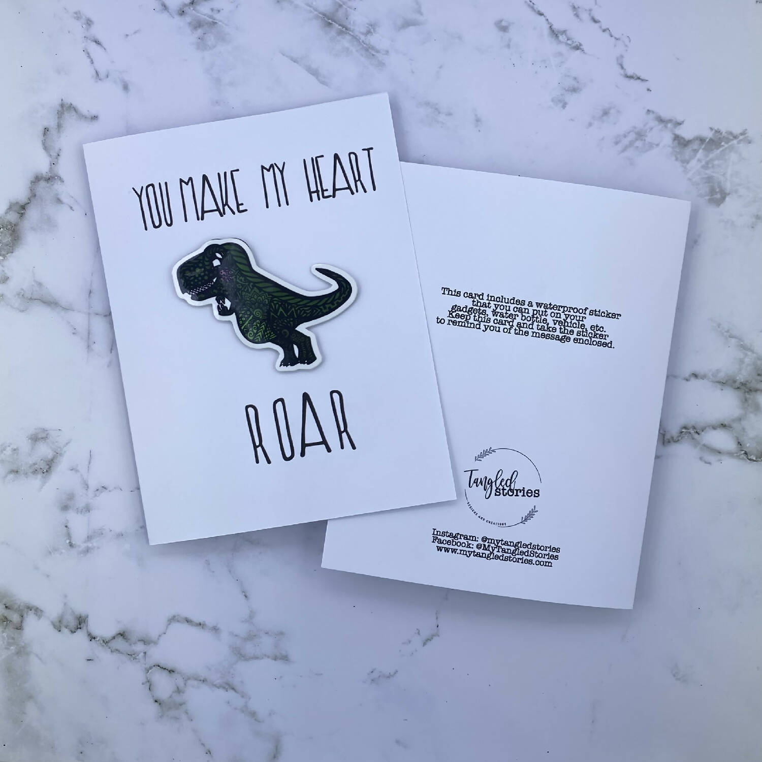 You Make My Heart Roar Stickard (Greeting Card with Sticker)