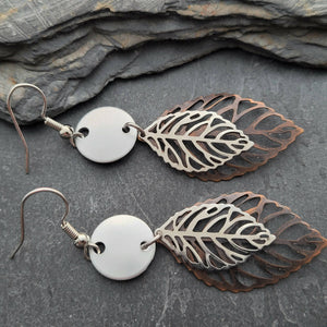 Mixed Metal Leaf Earrings