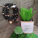 Beaded Wrap Bracelets-Black/Rose Gold (21)