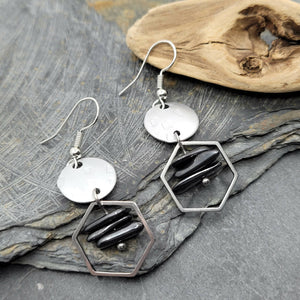 Hematite Hexagon Earrings