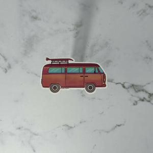 Camper Van Pink Weatherproof Sticker