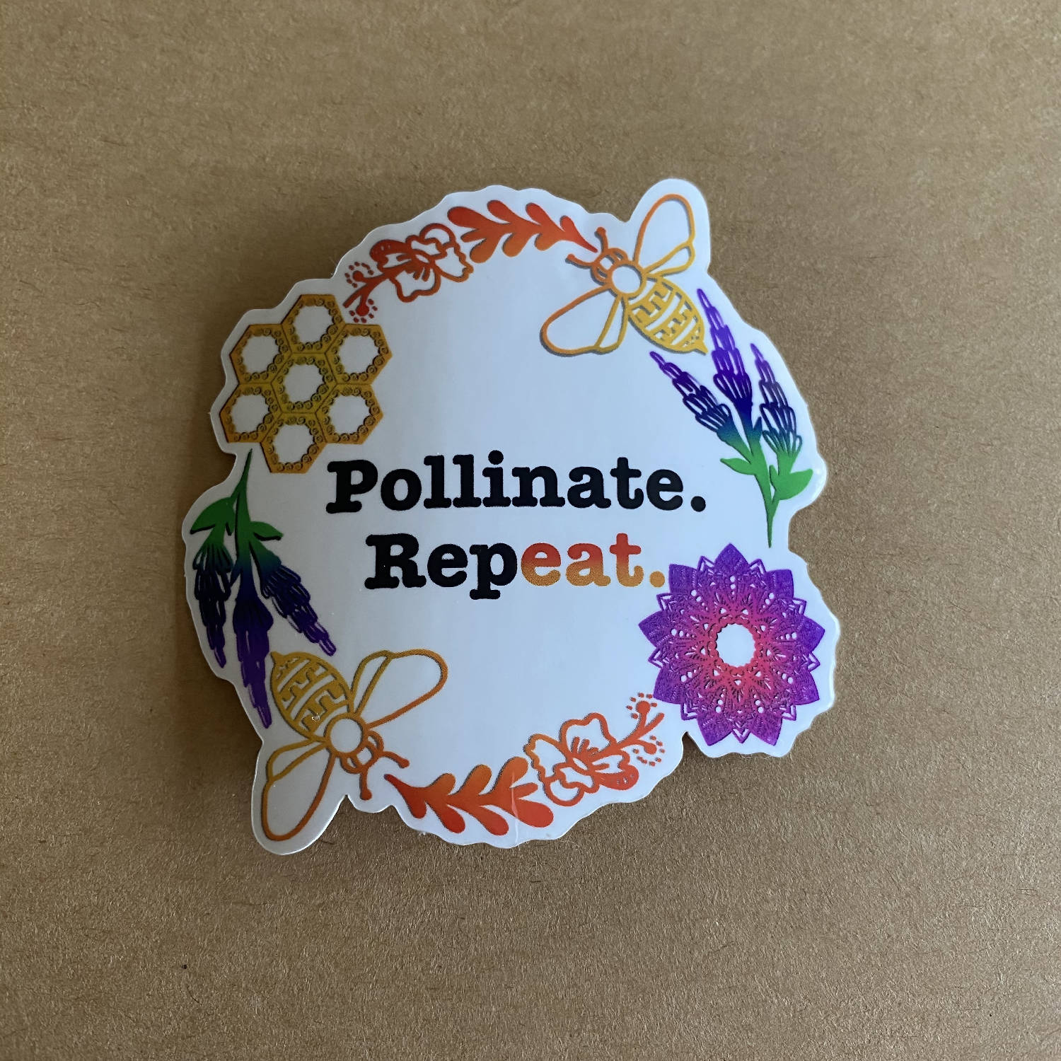 Pollinate. Repeat. Waterproof Stickers