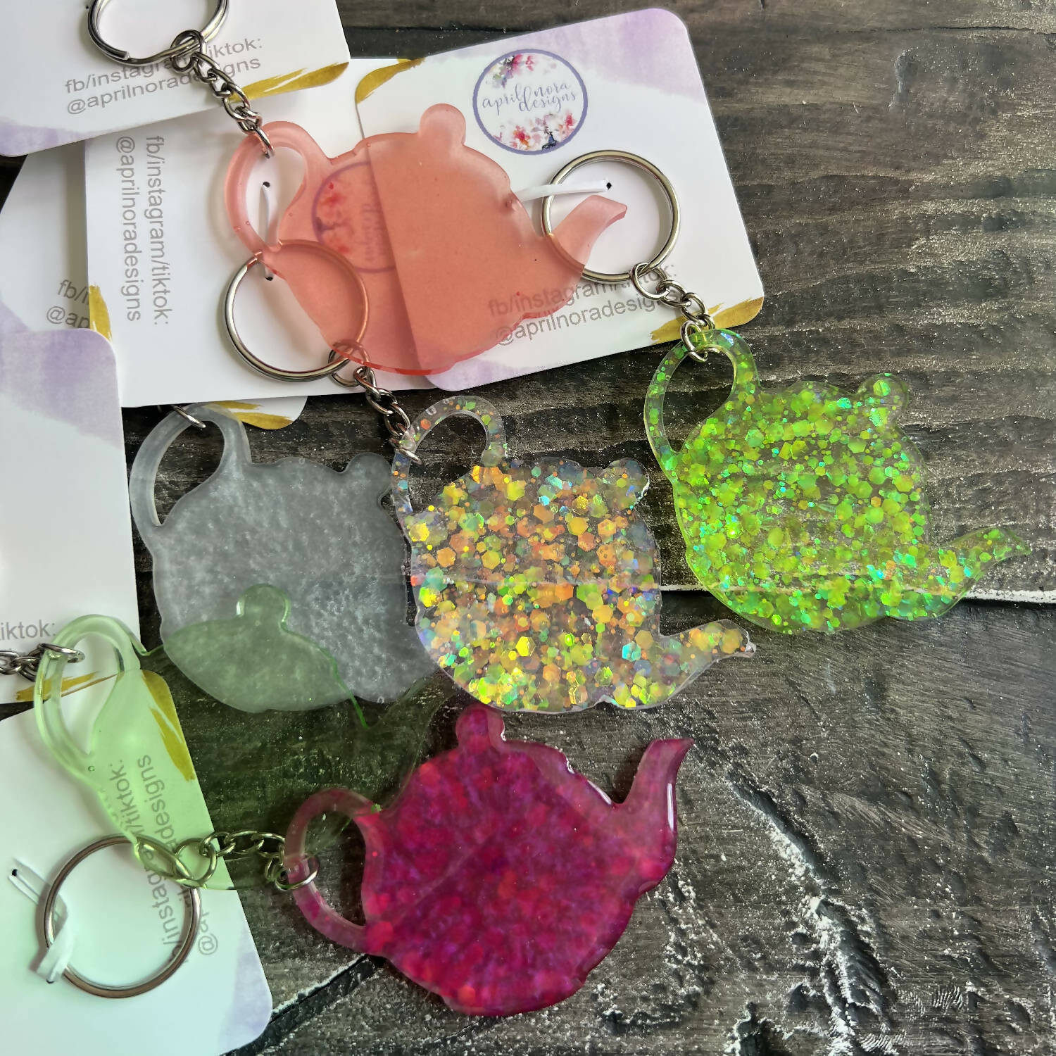 Keychains, resin