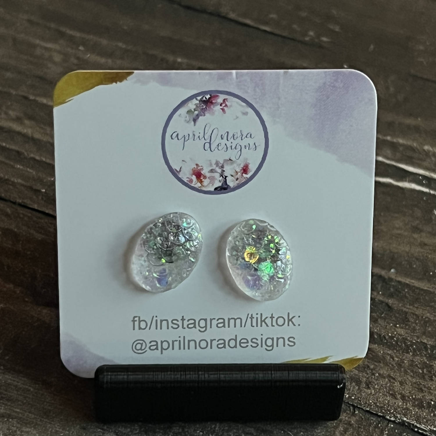 Mermaid Oval Stud Earring, resin