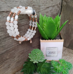 Beaded Wrap Bracelet-White/Rose Gold (16)