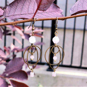 Rose Quartz & Bronze Earrings