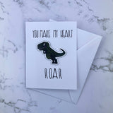 You Make My Heart Roar Stickard (Greeting Card with Sticker)